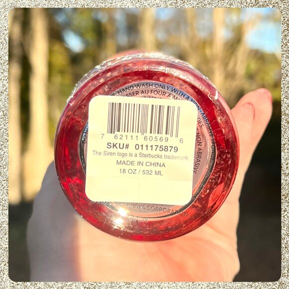 🎄🎀 NWT Starbucks 2025 Holiday Pink/Mauve Speckled Glass Tumbler w/ Bow Topper - Picture 10 of 10